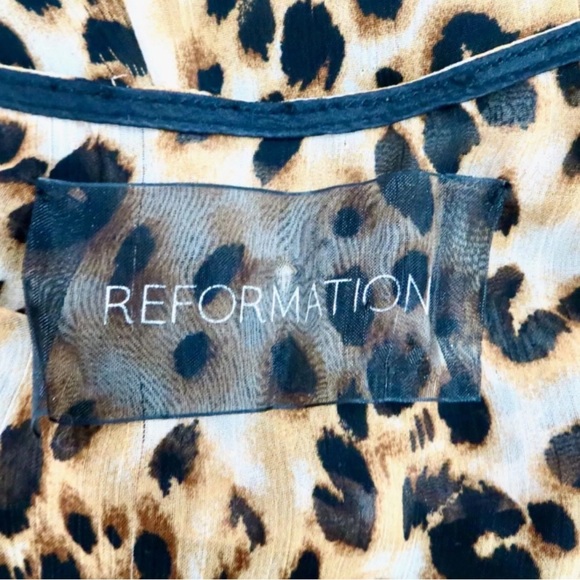 Reformation Leopard Print Chiffon Maxi Dress Cut Out Detail SZ XS - Picture 5 of 6